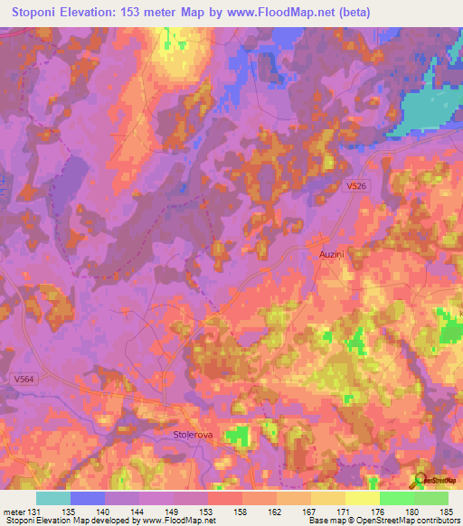 Stoponi,Latvia Elevation Map