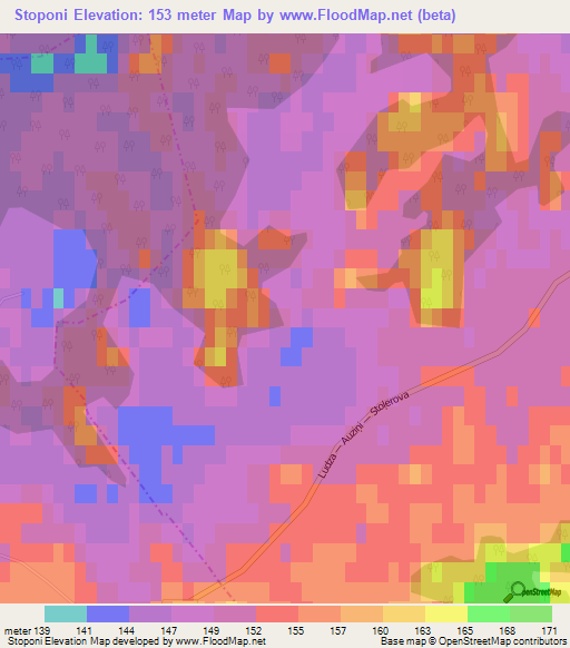 Stoponi,Latvia Elevation Map