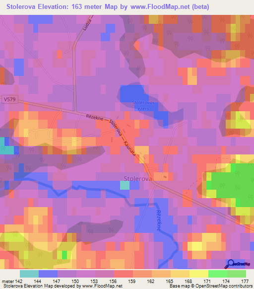 Stolerova,Latvia Elevation Map