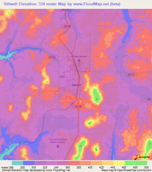 Stilwell,US Elevation Map