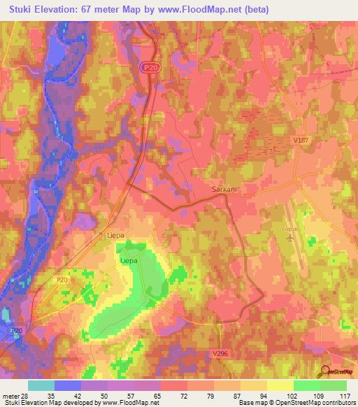 Stuki,Latvia Elevation Map