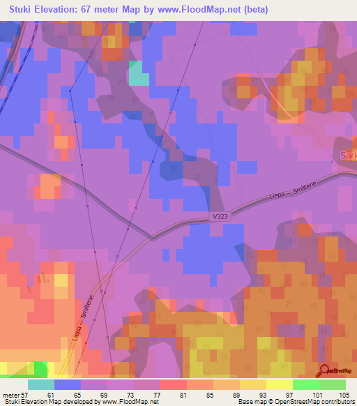 Stuki,Latvia Elevation Map