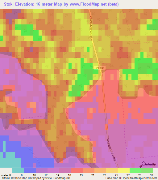 Stoki,Latvia Elevation Map