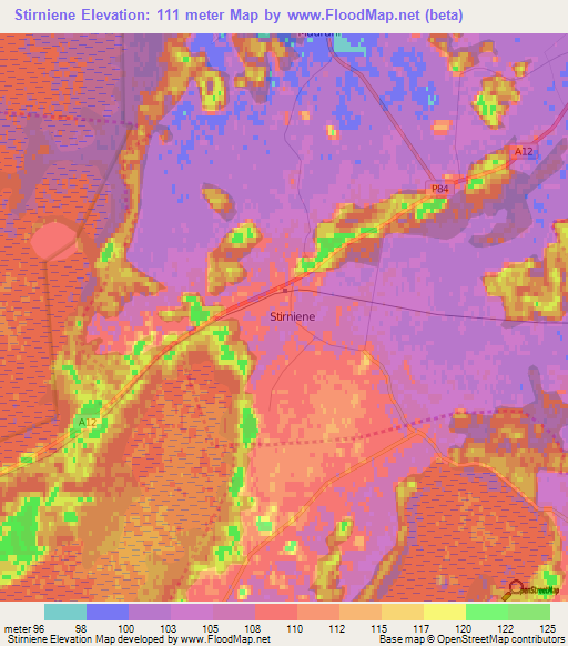 Stirniene,Latvia Elevation Map