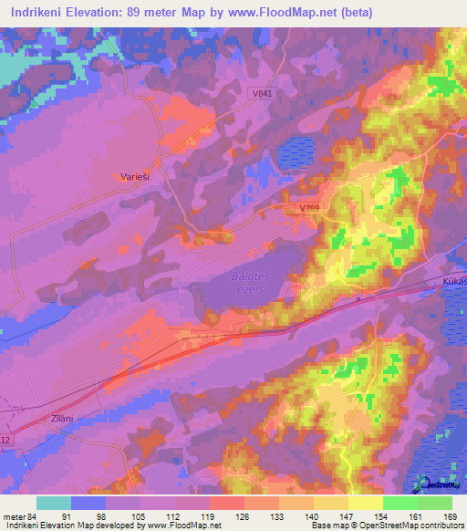 Indrikeni,Latvia Elevation Map