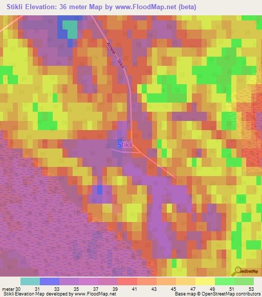 Stikli,Latvia Elevation Map