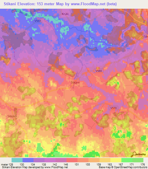 Stikani,Latvia Elevation Map