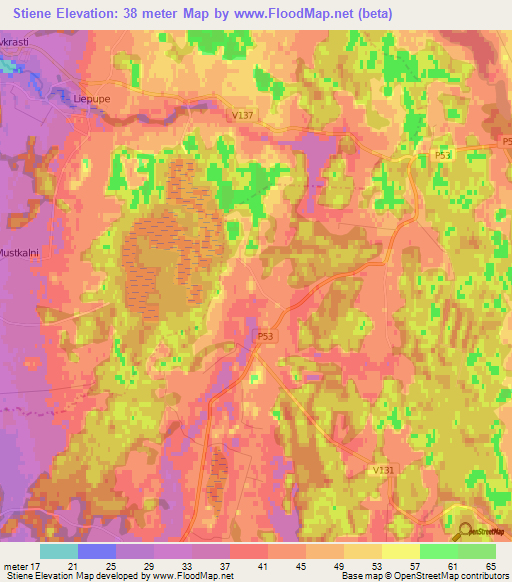 Stiene,Latvia Elevation Map