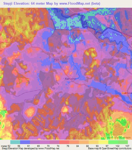 Stepji,Latvia Elevation Map