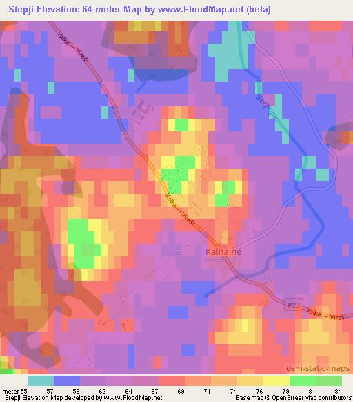 Stepji,Latvia Elevation Map