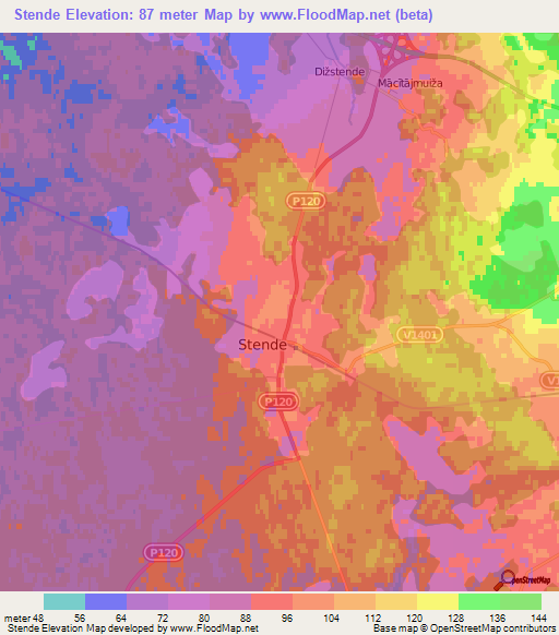 Stende,Latvia Elevation Map