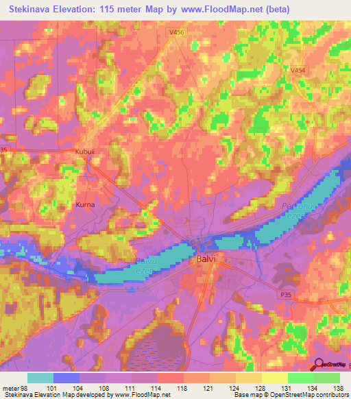 Stekinava,Latvia Elevation Map