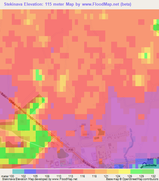 Stekinava,Latvia Elevation Map