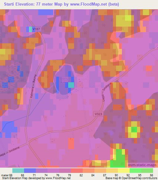 Starti,Latvia Elevation Map