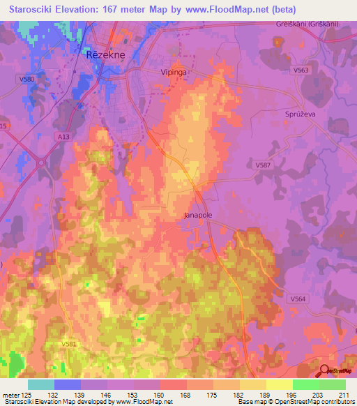 Starosciki,Latvia Elevation Map