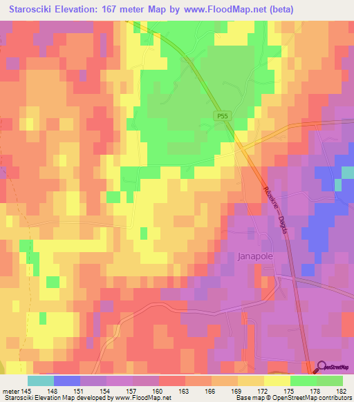 Starosciki,Latvia Elevation Map