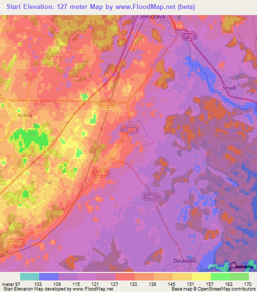 Stari,Latvia Elevation Map