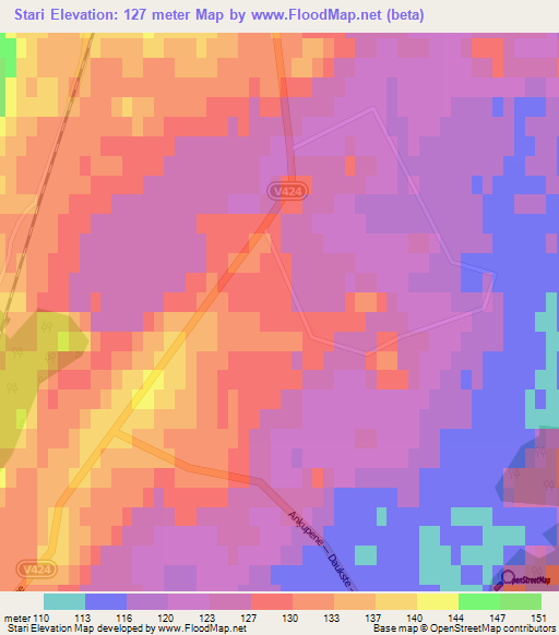 Stari,Latvia Elevation Map