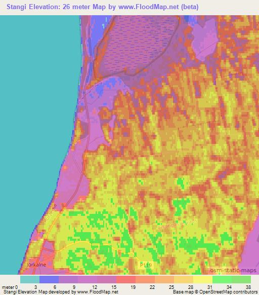 Stangi,Latvia Elevation Map