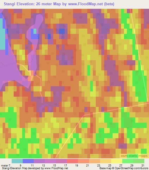 Stangi,Latvia Elevation Map