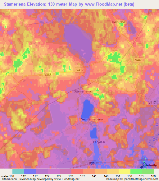 Stameriena,Latvia Elevation Map