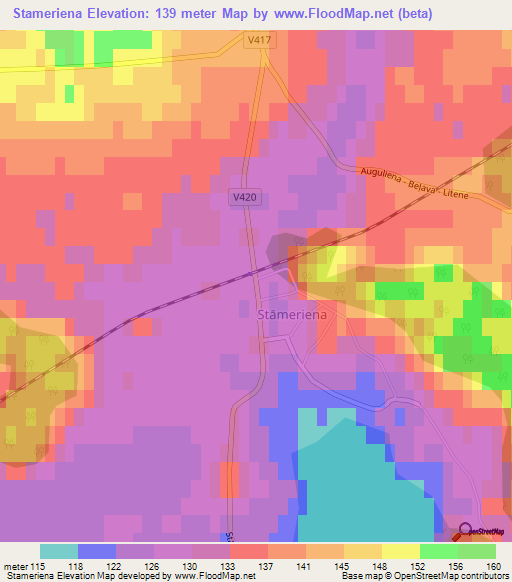 Stameriena,Latvia Elevation Map