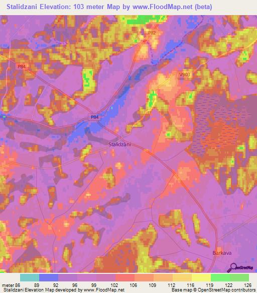 Stalidzani,Latvia Elevation Map