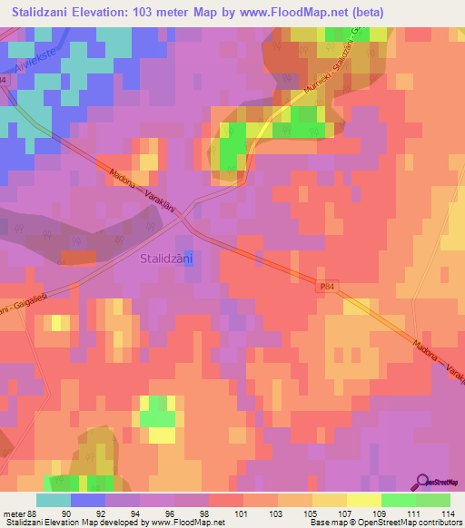 Stalidzani,Latvia Elevation Map