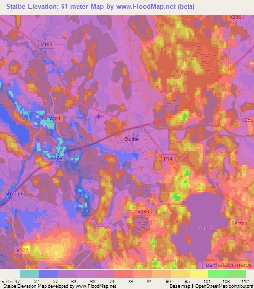 Stalbe,Latvia Elevation Map