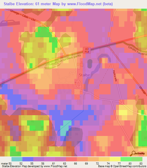 Stalbe,Latvia Elevation Map