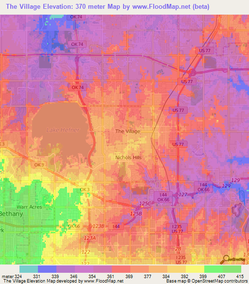 The Village,US Elevation Map