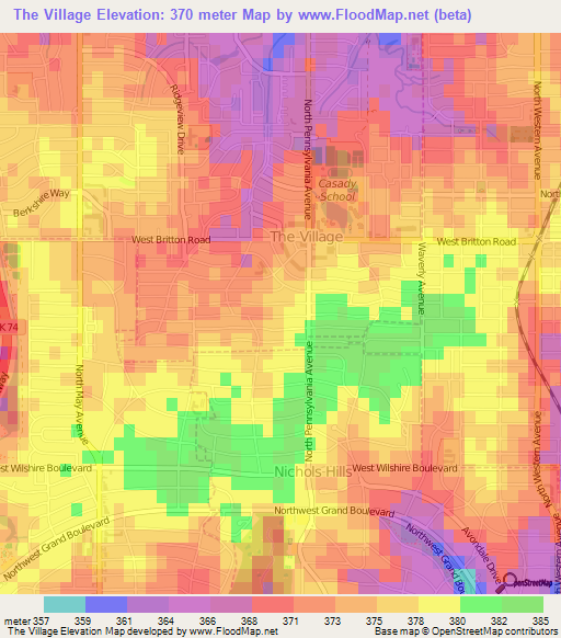 The Village,US Elevation Map