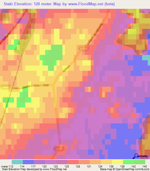 Staki,Latvia Elevation Map