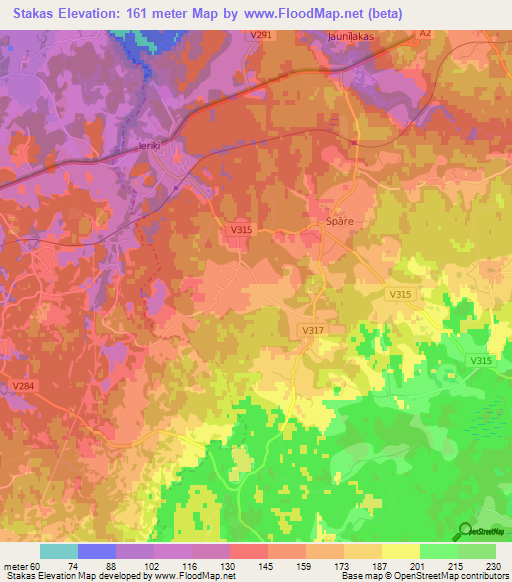 Stakas,Latvia Elevation Map