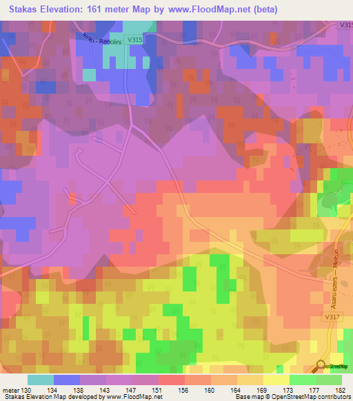 Stakas,Latvia Elevation Map