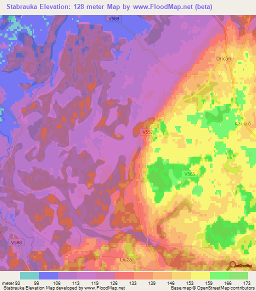 Stabrauka,Latvia Elevation Map