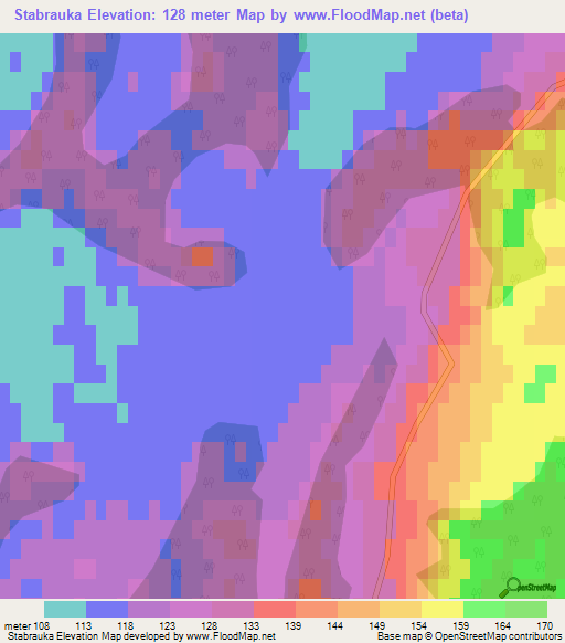 Stabrauka,Latvia Elevation Map