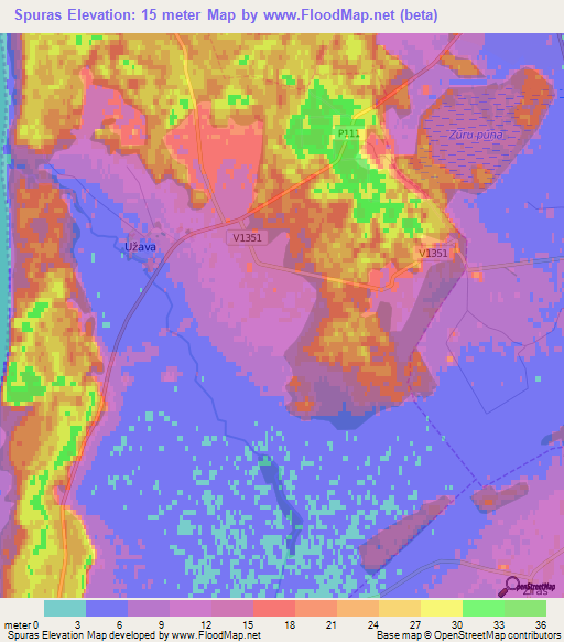 Spuras,Latvia Elevation Map