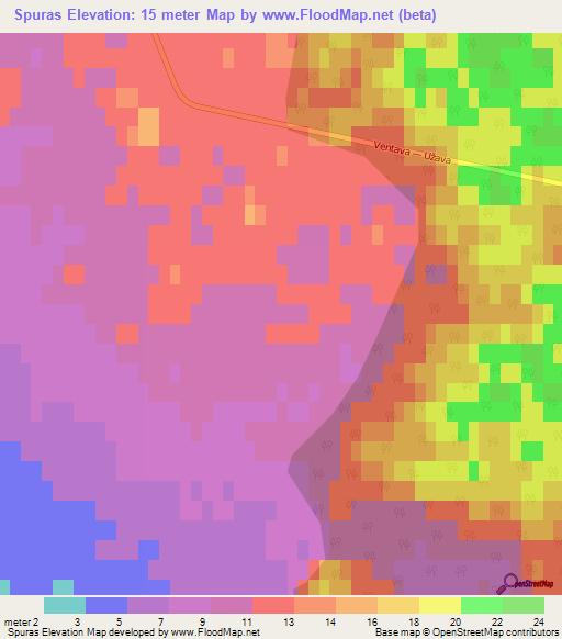 Spuras,Latvia Elevation Map