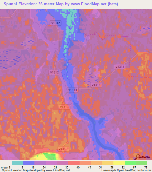 Spunni,Latvia Elevation Map