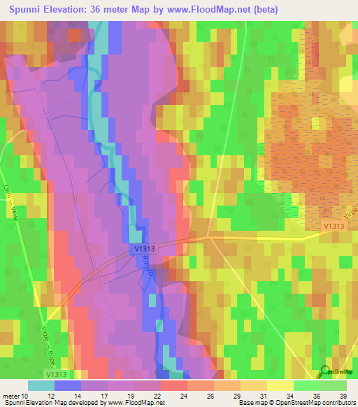 Spunni,Latvia Elevation Map