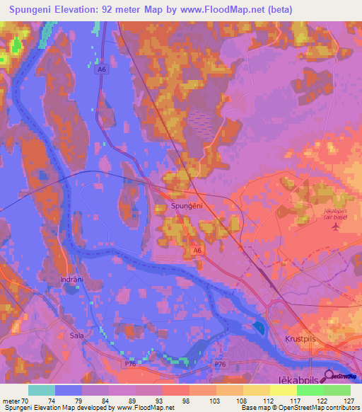 Spungeni,Latvia Elevation Map