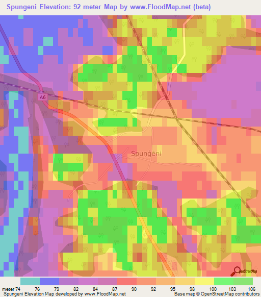 Spungeni,Latvia Elevation Map