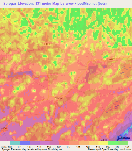 Sprogas,Latvia Elevation Map