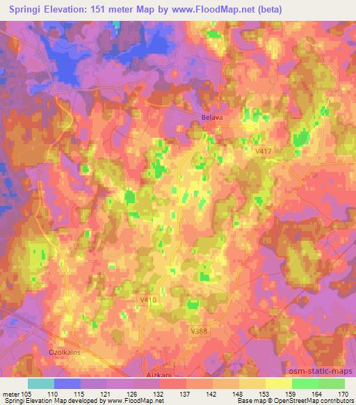 Springi,Latvia Elevation Map