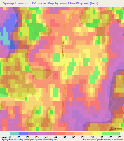 Springi,Latvia Elevation Map