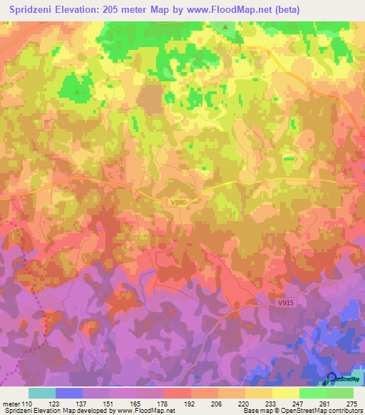 Spridzeni,Latvia Elevation Map