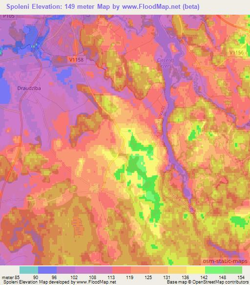 Spoleni,Latvia Elevation Map