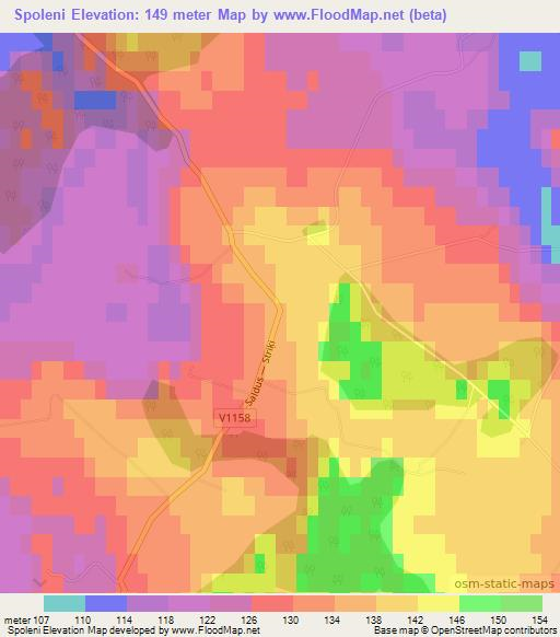 Spoleni,Latvia Elevation Map