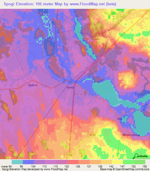 Spogi,Latvia Elevation Map